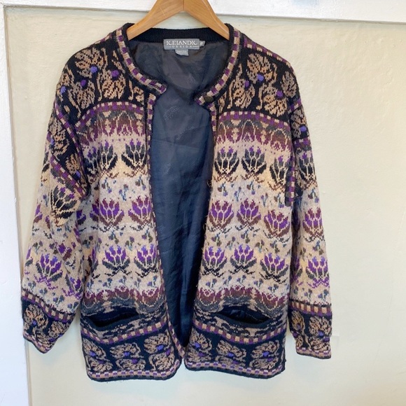 Icelandic Design Wool Lotus Knit Sweater Jacket - Picture 1 of 8